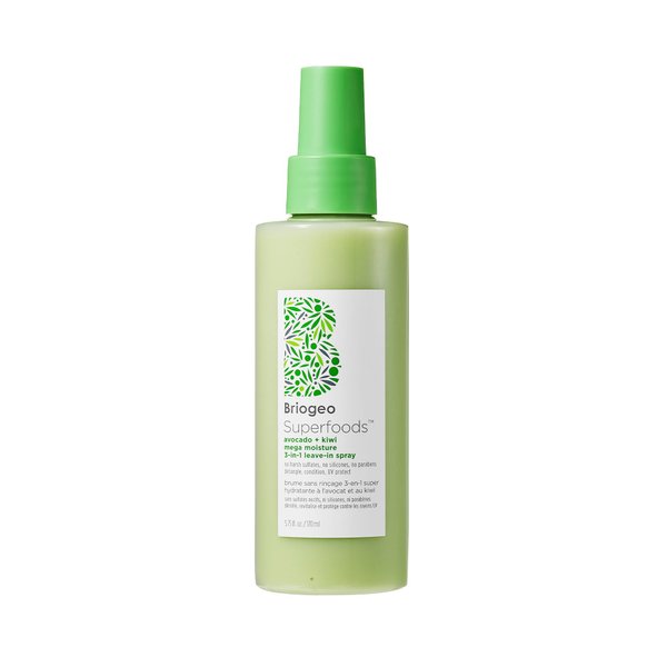 Briogeo Superfoods Avocado and Kiwi Mega Moisture 3-in-1 Leave In Conditioner, Hydrate, Detangle, and UV Protection, Vegan, Phalate & Paraben-Free, 5.75 Ounces