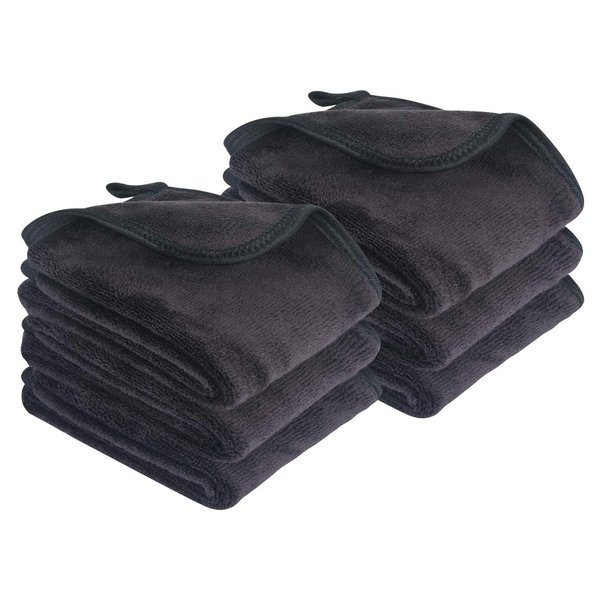 SUNLAND Microfiber Face Makeup Remover Cloths Reusable Facial Cleaning Towel Ultra Soft Washcloths 8inchx16inch Black 6Pack