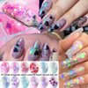 12 Grids Rose Flower Nail Charms 12 Grids Iridescent Glitter Nail Art Sequins1 Pcs Nail Brush,3D Nail Art Flat-Back Flower Holographic Irregular Nail Art Glitter Flakes Nail Decoration Nail Art Tips