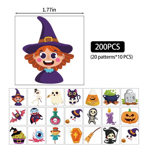 LOMIMOS Halloween 120PCS Temporary Tattoo,Waterproof Removable Stickers for Children Adults Party Favors Festival Decoration