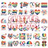 Qpout 48 PCS Glitter Pride Tattoos Rainbow Temporary Tattoos Shining Waterproof Pride Flag Tattoo Stickers for Women Men Rainbow Party Favors LGBT Pride Equality Parades and Celebrations