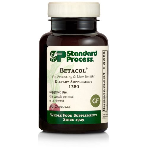 Standard Process Betacol - Liver Support Whole Food Supplement with Niacin, Vitamin B6, Spanish Moss, Inositol, Oat Flour, Ascorbic Acid, and More - 90 Capsules