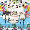 Yaomiao 133 Pcs Penguin Birthday Party Decorations Include Happy Birthday Penguin Banner Penguin Balloons Cake Topper Tablecloth Paper Plates Cups Cutlery for Winter Birthday Baby Shower Party (Cute)