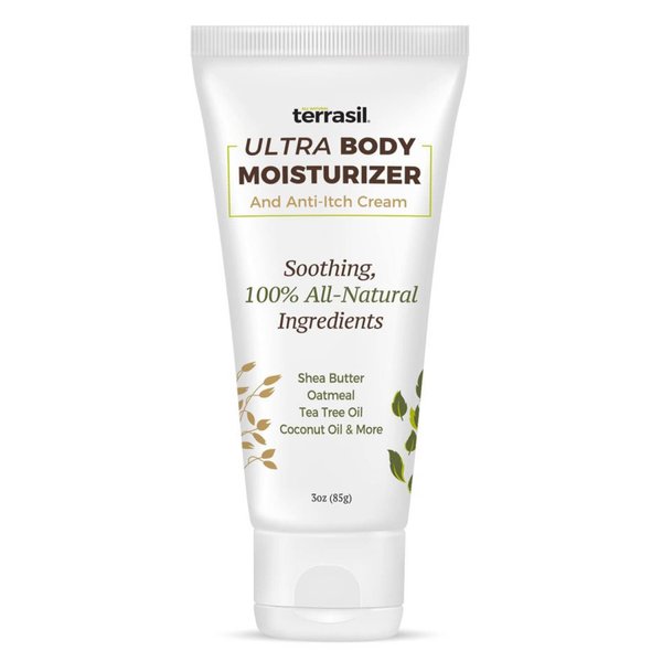 All Natural Dry Skin Body Lotion for Women, Moisturizer Cream by Terrasil | Shea Butter, Tea Tree, Lavender, Peppermint, Coconut Oil, Oatmeal, Vitamin E | Anti Itch | 3 oz (85g) Tube