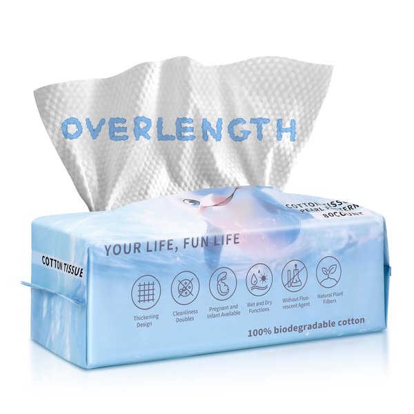 YOFUN Face Towels,Disposable Facial Towels,Ultra Soft Thick Daily Facial Tissues,Biodegradable Face Towelettes for Cleansing, Skincare and Makeup Remover,Dry Wipes, 80 Count 10" x 8" Face Wipes