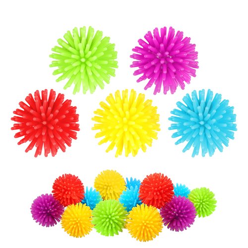 HyDren 25 Pack Spiky Ball Mini Porcupine Balls Stress Toy Soft Fidget Sensory Balls Toy Multi Color Mini Balls Spiky Hedge Balls for Teens and Adults Birthday Party Favors, 1.18 Inches
