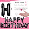 LovesTown Happy Birthday Banner, Black Birthday Sign Banner Mylar Foil Letters Balloon Happy Birthday Metallic Balloons for Kids Party Supplies