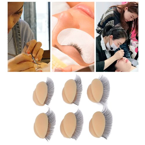 Pretty memory Lash Mannequin Head with Eyelids, Silicone, Makeup Practice and Lash Extension Training (Skin Color)