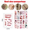 Halloween Scar Temporary Tattoos - 30 Sheets Realistic Fake Bloody Wound Scab Horror Body Face Decals - Halloween Cosplay Vampire Makeup Party Decorations Party Supplies