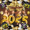 121Pcs New Years Eve Party Supplies 2025 Black and Gold New Year Party Decorations 2025 Balloons Arch Set include Happy New Year Banner, Fringe Curtains, 2025 Balloons for New Years Eve Decorations