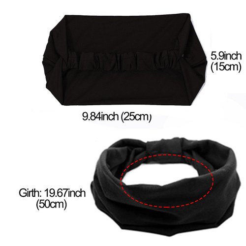 CAKURE Wide Headbands Black Stylish Hairband Thick Stretchy Head Wraps Elastic Turban SweatBands Hair Fashion Bands for Women and Girls Pack of 4 (Type D)
