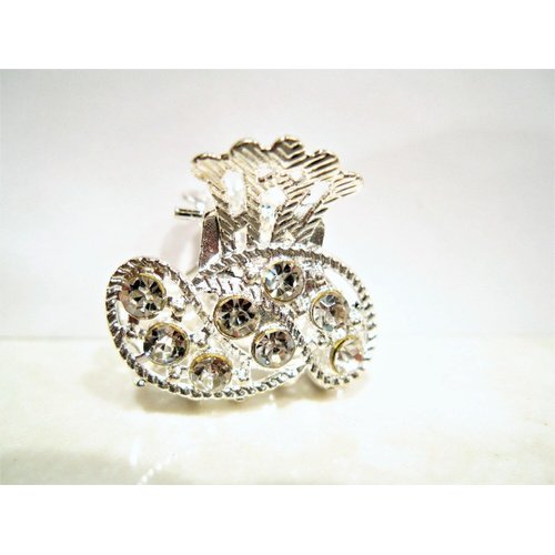 Generic small mini silver metal pink, amber brown or clear crystal hair claw clip (Primary color: Brown)