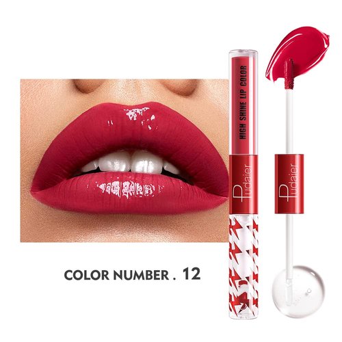 Marine Forest High Shine Lip Gloss with Clear Fixed Color Lip Oil, Up to 12 Hours Long Lasting Dual Ended Liquid Lipstick, Lightweight and Non Sticky, 0.1 Oz (12)