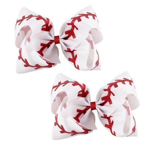 2PCS Softball Hair Clips 4.5 Inches Glitter Sequins Hair Bow Clips Hair Pins Baseball Cheer Hair Clips Grosgrain Ribbon Softball Cheerleading Hair Barrettes Alligator Clips Bows for Girls Toddlers