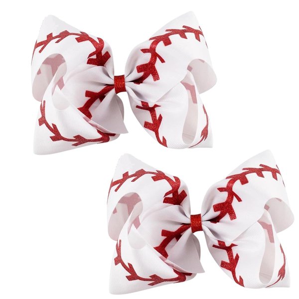 2PCS Softball Hair Clips 4.5 Inches Glitter Sequins Hair Bow Clips Hair Pins Baseball Cheer Hair Clips Grosgrain Ribbon Softball Cheerleading Hair Barrettes Alligator Clips Bows for Girls Toddlers