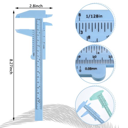 Frienda 5 Pieces Eyebrow Measuring Ruler, Brow Mapping Ruler Tool, Mini Vernier Caliper Double Scale Plastic Ruler, Sliding Gauge Ruler for Microblading Eyebrow Tattoo Brow Artists (Fresh Colors)
