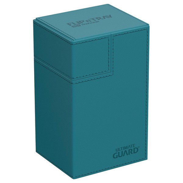 Ultimate Guard Flip 'n' Tray 80+, Deck Case for 80 Double-Sleeved TCG Cards +Dice Tray, Petrol, Independent Magnetic Closure & Microfiber Inner Lining