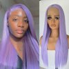 GJRainDY Purple Wig Synthetic Lace Front Wig for Women 13x4 Glueless Light Purple Long Straight Wigs 24 Inch Synthetic Lace Front Wig with Natural Pre Plucked Hairline