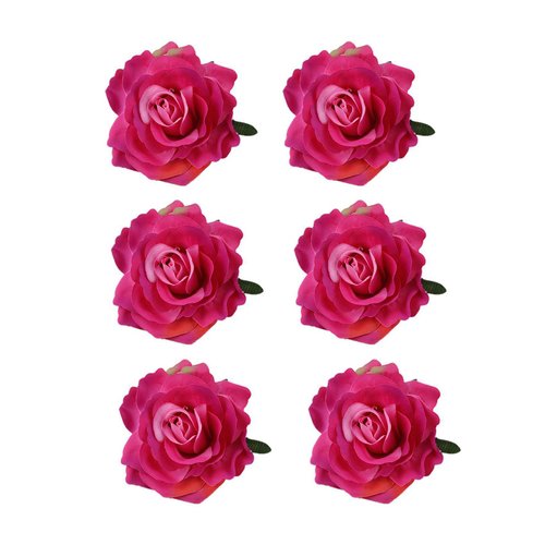 Lofruiin Women's 6Pcs Vintage Elegent Rose Flower Hairpin Hair Clip with Brooch for Party Travel Festivals (Colorful Fuchsia)
