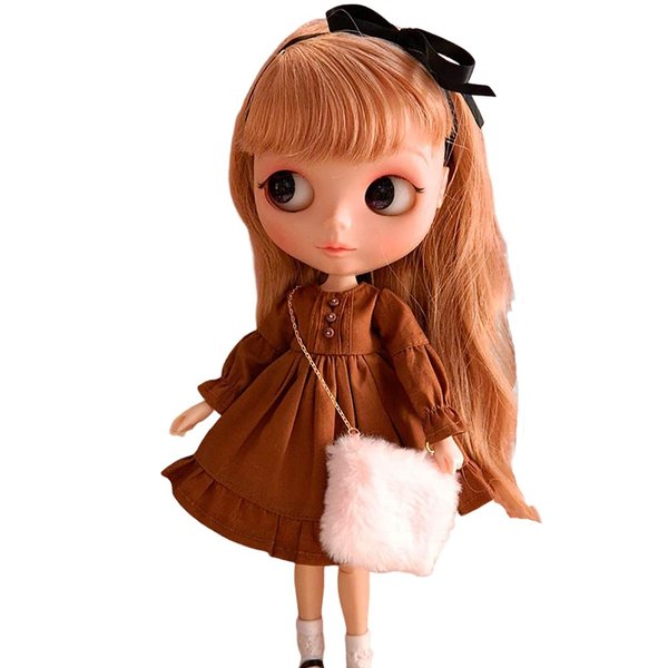 XiDonDon Doll Clothing Fashion Dress for Blyth,Ob24,Licca,Azone BJD Doll Clothes Toys Accessories Gifts (Caramel)(Only Clothes)