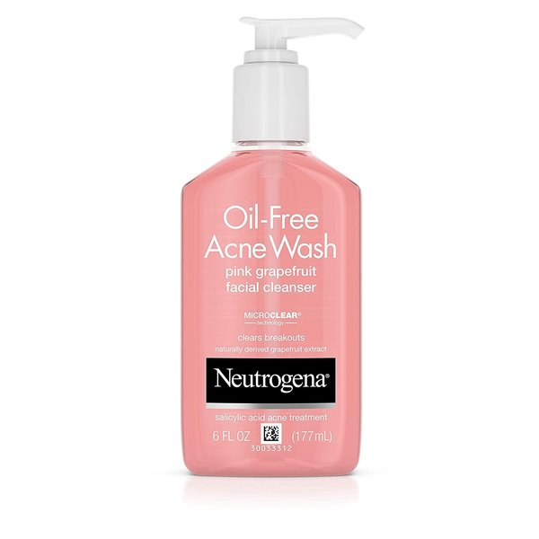 Neutrogena Oil-Free Acne Wash Facial Cleanser, Pink Grapefruit, 6 Ounce (Pack of 2)