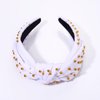 ZITULRY Knotted Headband for Women Gold Round Metal Beads Embellished Wide Top Knot Hairband Statement Women's Fashion Headbands Hair Accessories for Girls Ladies Holiday Birthday Party (White)