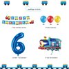 JOPARY Train 6th Birthday Decorations,Train 6 Years Old Birthday Party Supplies With Number 6 Foil Balloons, Train Birthday Banner, Latex Balloons For Kids Train Birthday Party Decoration