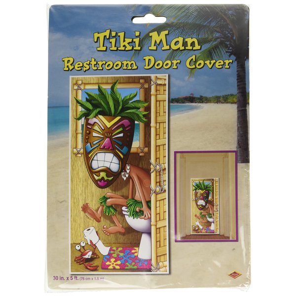 Tiki Man Restroom Door Cover Party Accessory (1 count) (1/Pkg)