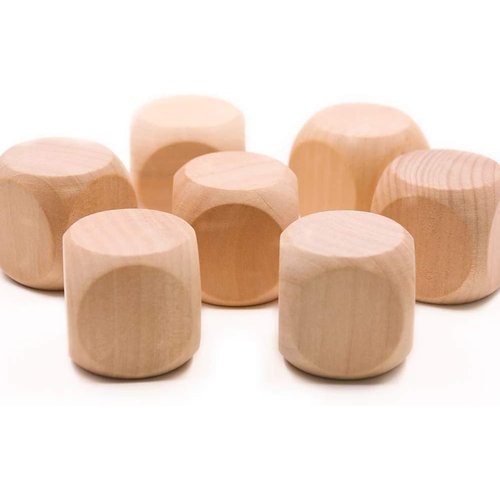 10Pcs Wooden Dice, 6 Sided Blank Dice Round Corner Cube Dice DIY Graffiti Dice Crafts Dice Board Game Party Supplies Standard Game Dice Game Accessories (1.8cm)