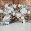 Silver Star Balloons,Explosion Star Balloons Kit with 6Pcs 22Inch Cone Star Foil Balloons and 10Pcs 10Inch Four Pointed Star Balloons for Birthday Anniversary Disco Party Decorations