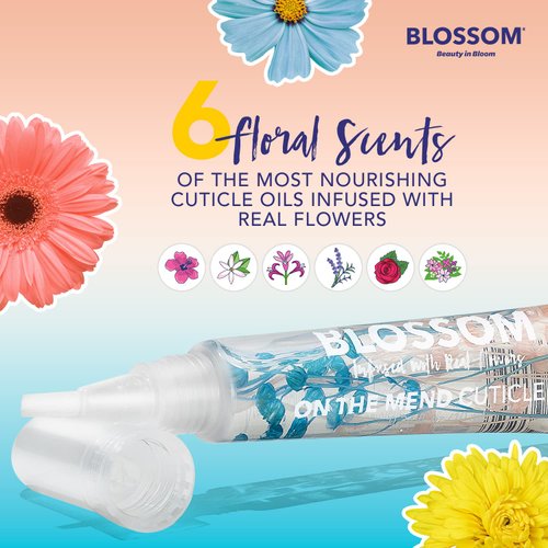 Blossom On the Mend Restoring Scented Portable Cuticle Oil Tube for Travel with Brush Tip, Infused with Real Flowers, 0.34 fl. oz/10ml, Honeysuckle