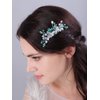 Teyglen Crystal Bride Wedding Hair Comb Green Teardrop Crystal Hair Piece Bridal Hair Accessories for Bride Rhinestone Wedding Hair Side Comb for Women Girls (Green)