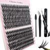 DIY Lash Extension Kit 240pcs, 12-16mm Mixed C Curl Individual Lashes Clusters Kit,30D+40D Eyelashes Kit with Lash Bond and Seal and Lash Applicator Tool for DIY Eyelash at Home.(240P-30+40 Kit)