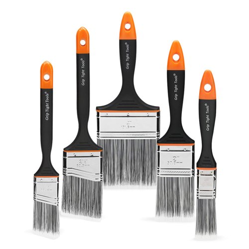 Grip Tight Tools 2.5" Professional Orange Plus Paint Brush with Soft Grip, General Purpose Polyester-Blend Bristles Provide a Stretch Finish for Faster Coverage