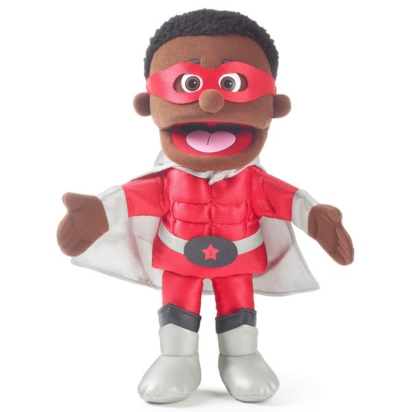 14" Superhero, Black Boy, Hand Puppet