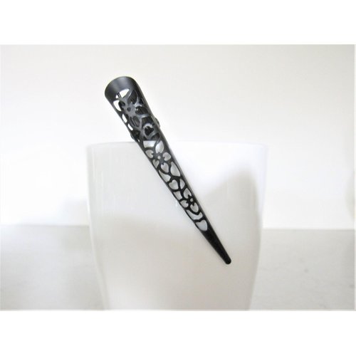 Generic 3 inch black filigree flower smaller alligator hair claw clip clamp