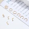 BESTEEL 14K Gold Filled Nose Ring Studs 20G Nose Rings Hoops Stud 316L Stainless Steel Nose Rings Round CZ Heart Simulated Diamond L Shaped Nose Stud Hypoallergenic Nostril Piercing Jewelry for Women Men 10Pcs Gold Style