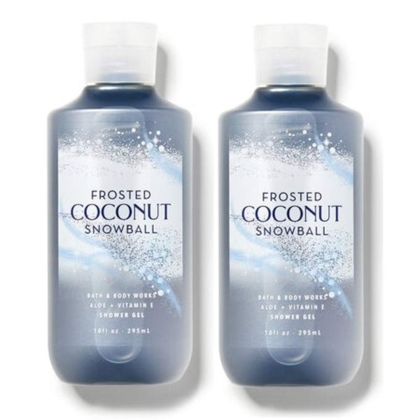 Bath and Body Works 2 Pack Frosted Coconut Snowball Shower Gel 10 Oz.