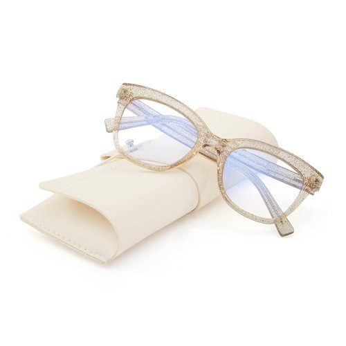 konqkin Blue-Light-Glasses for Women Men - Cat Eye Frame Fashion Anti Eyestrain Eyeglasses Computer Gaming Glasses(champagne pink)