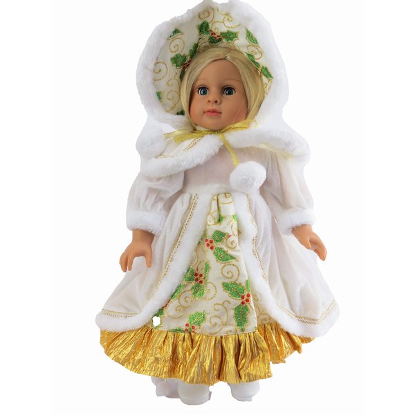 American Fashion World Christmas Caroler Dress for 18-Inch Dolls | Premium Quality & Trendy Design | Dolls Clothes | Outfit Fashions for Dolls for Popular Brands