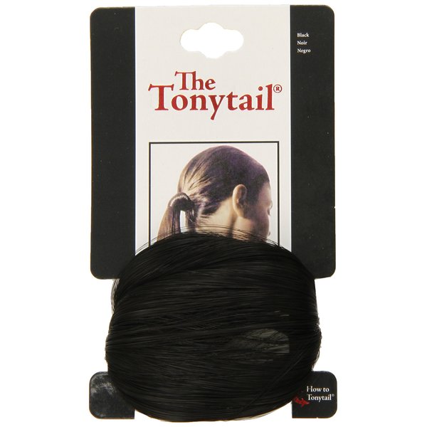 Mia Tonytail Ponytail Wrap Made Of Synthetic Wig Hair On An Elastic Rubber Band, Classic and Effortless, Black Color, PATENTED, 1 pc