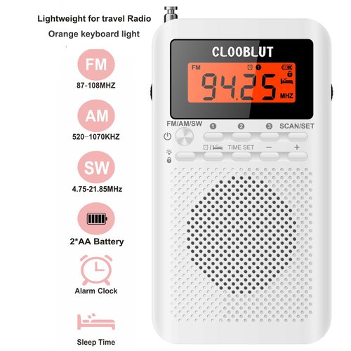 shortwave Radio FM/AM/SW Band Transistor Powered by AA Batteries with Key Backlight LCD Display Digital Alarm Clock Sleep Timer,Best Reception,Best Sound Quality Mini Radio for Running