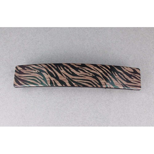 Brown Black Zebra Print Barrette Plastic Rectangle Hair Clip Accessory 4.25" Colored Hair Clips For Women Girls