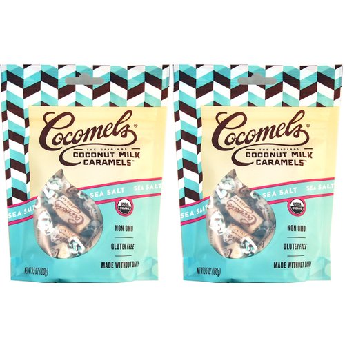 Cocomels Coconut Milk Caramels - Organic, Kosher, NON-GMO, Vegan - Made Without Dairy - Sea Salt 2 Pack
