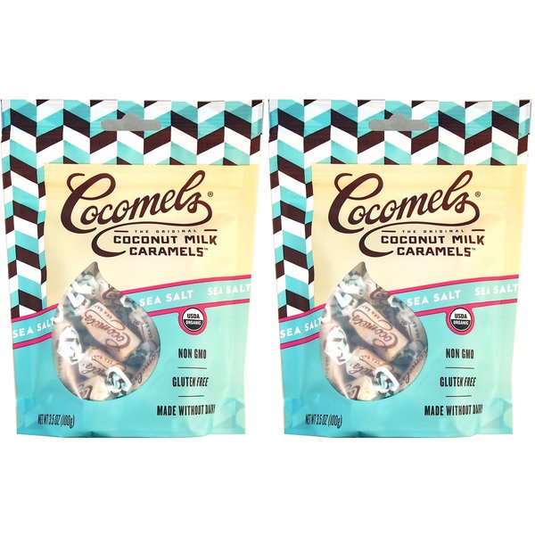 Cocomels Coconut Milk Caramels - Organic, Kosher, NON-GMO, Vegan - Made Without Dairy - Sea Salt 2 Pack