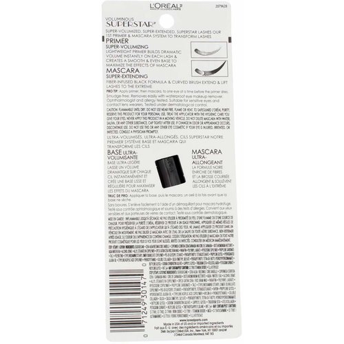 L'Oreal Paris Voluminous Superstar Waterproof Mascara, Blackest Black [624] 0.40 oz ( Pack of 2)