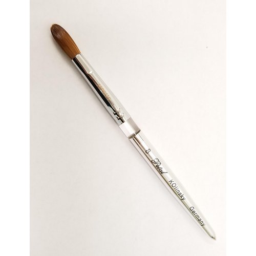 Petal Kolinsky Silver Handle Acrylic Nail Brush Manicure Powder - SIZE #8 (CRIMPED)