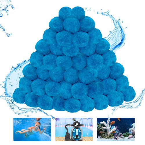 WLLEYAY 1.8 lbs Pool Filter Balls, New Upgrade Efficient Swimming Pool Filter Sand Alternative, Reusable Eco-Friendly Blue Filter Media Balls, Replace 70 lbs Filter Sand, Lasts for Several Seasons