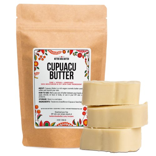 Better Shea Butter Cupuacu Butter Raw, Pure & Unrefined for Hair Growth & Dry Skin on Body and Face - Brazilian Body Butter Base for DIY Butter, Lotion Base and Soap Making - Cupuaçu Butter 8 oz