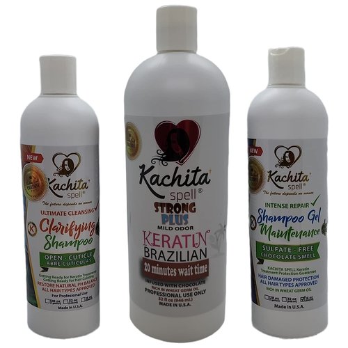 Full Kit NEW Brazilian Keratin Blowout Treatment Kachita Spell Chocolate 32 fl oz - Most Effective Brazilian Keratin Hair Treatment SET